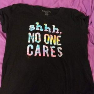 Black, shhh. NO ONE CARES shirt size XXL (19)